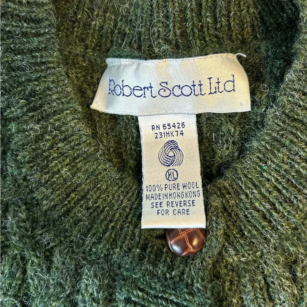 Vintage XL Women's Robert Scott LtD 100% Wool Green Sweater - Picture 3 of 6